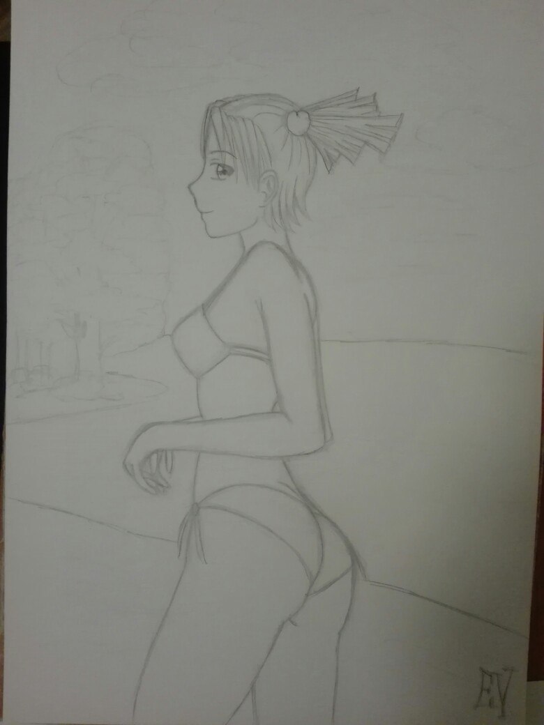 Sketch :3 First time drawing like this :333 - My, Endless summer, Anime, Not anime, Art, Alisa Dvachevskaya