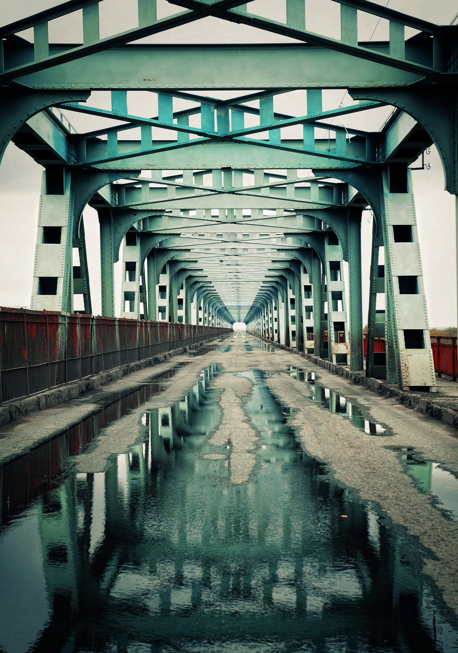 Old bridge across the Ob after the rain - My, Bridge, Puddle, Reflection, Barnaul, My, The photo, Longpost