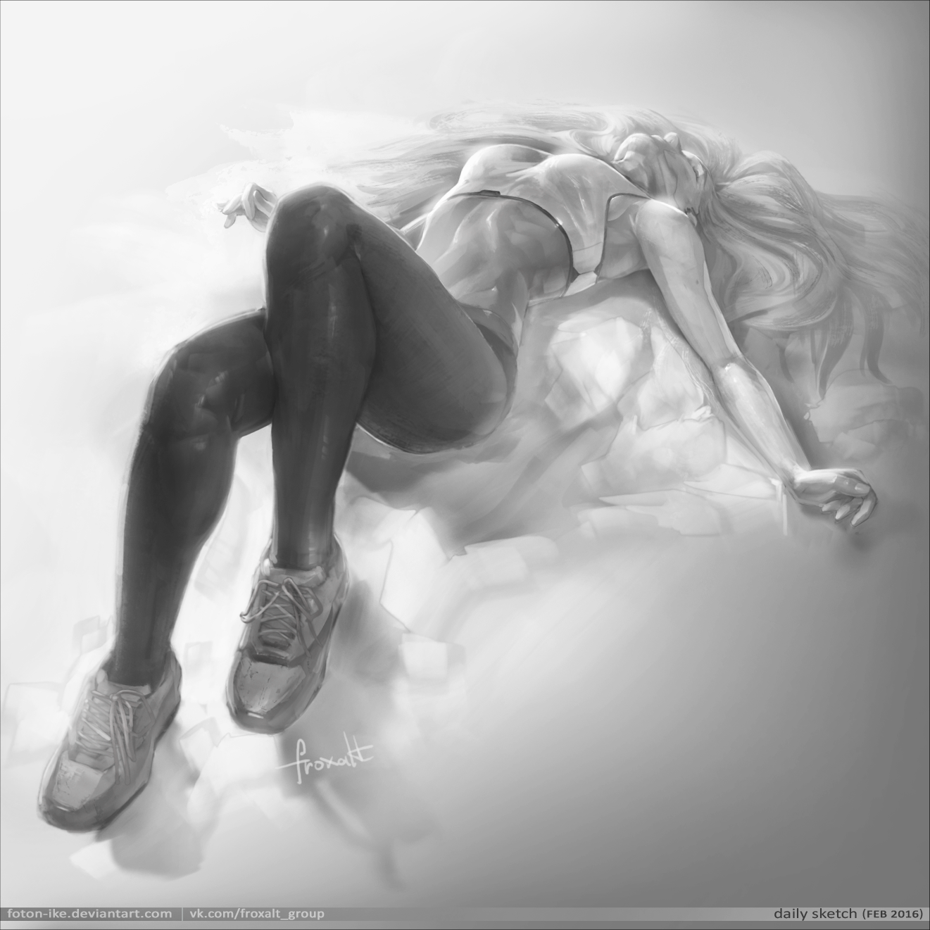 monochrome art - Anime art, Black and white, Monochrome, Longpost