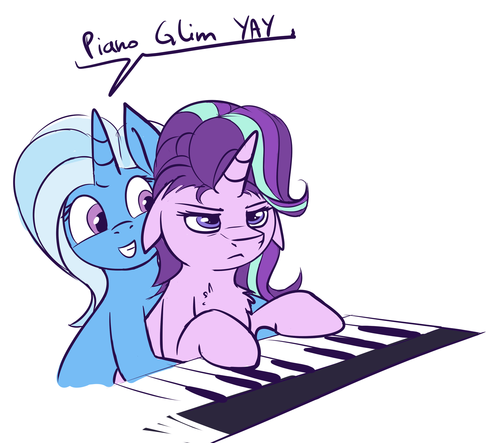 Piano Glimmer - My Little Pony, Starlight Glimmer, Trixie, Шиппинг, MLP Lesbian