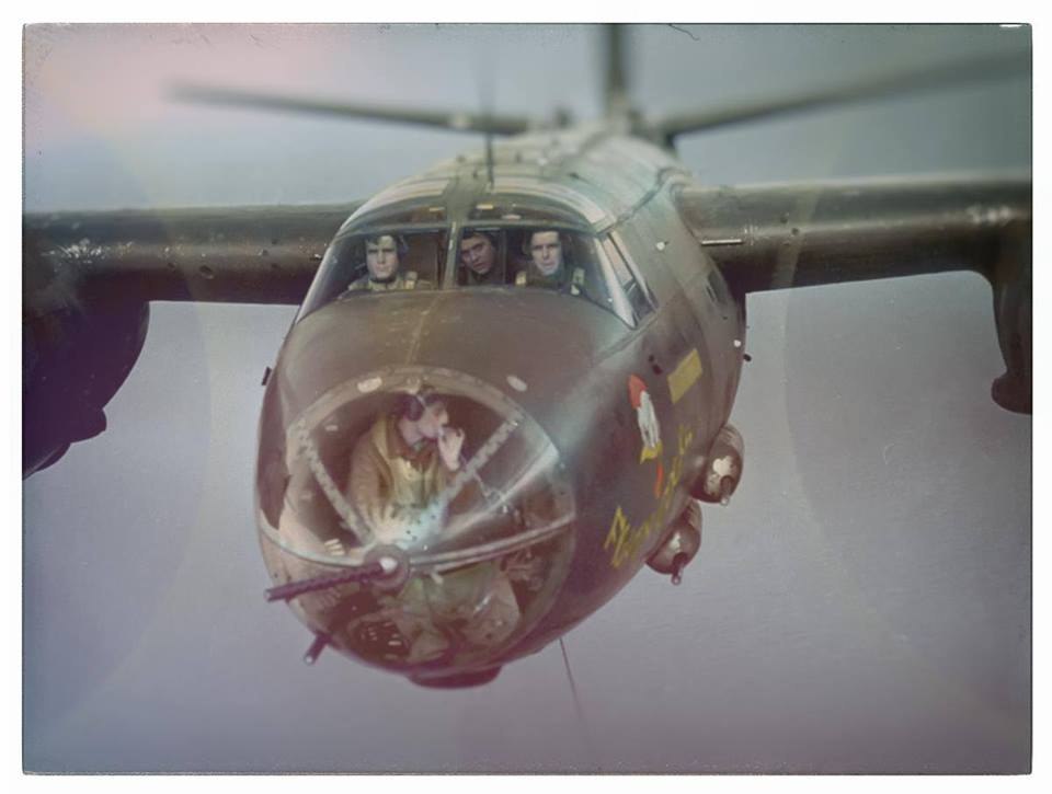 The crew of the Marauder during the flight in March 1944. - The photo, Marauders, Crew, Shooter