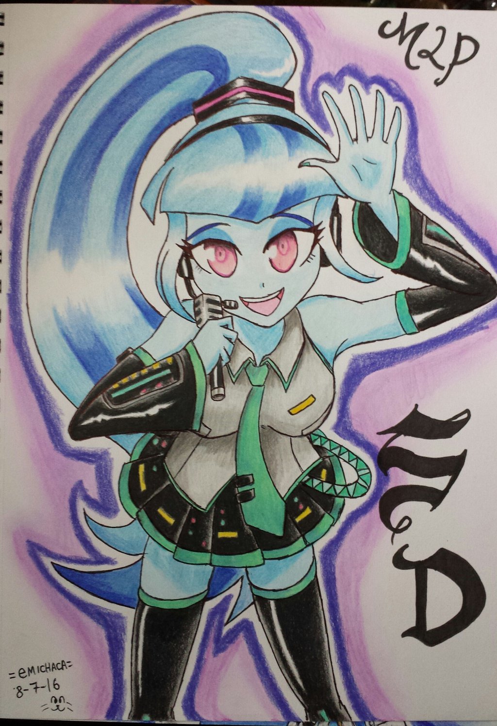 Sonata Miku or Hatsune Dusk? - My little pony, Equestria girls, Sonata dusk, Crossover, Hatsune Miku, Anime, Drawing