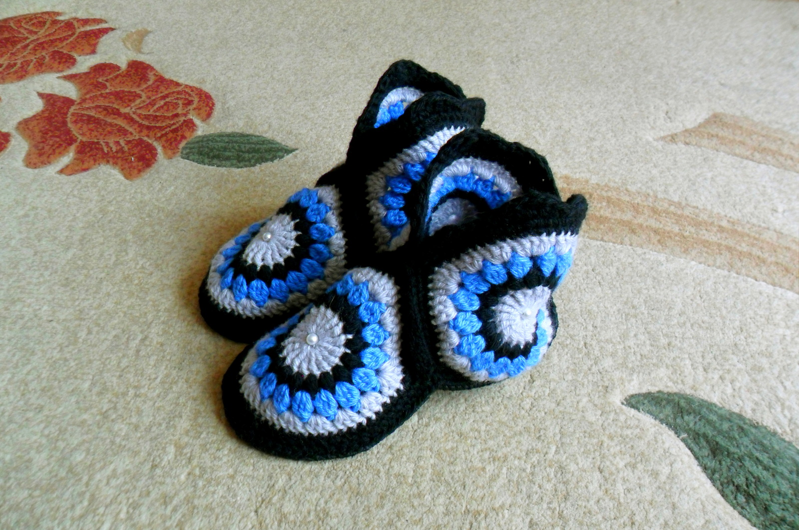 Crochet slippers - My, Needlework, Needlework without process, Crochet, Longpost