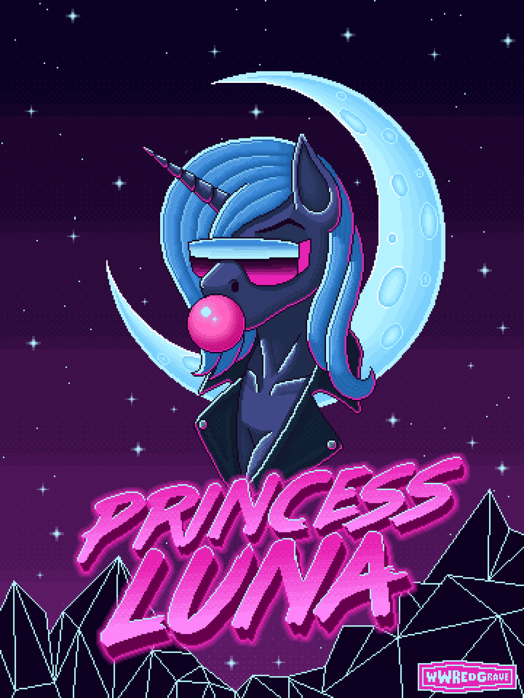Retrowave Luna - My little pony, Princess luna, Retrowave, Art, Wwredgrave, Longpost