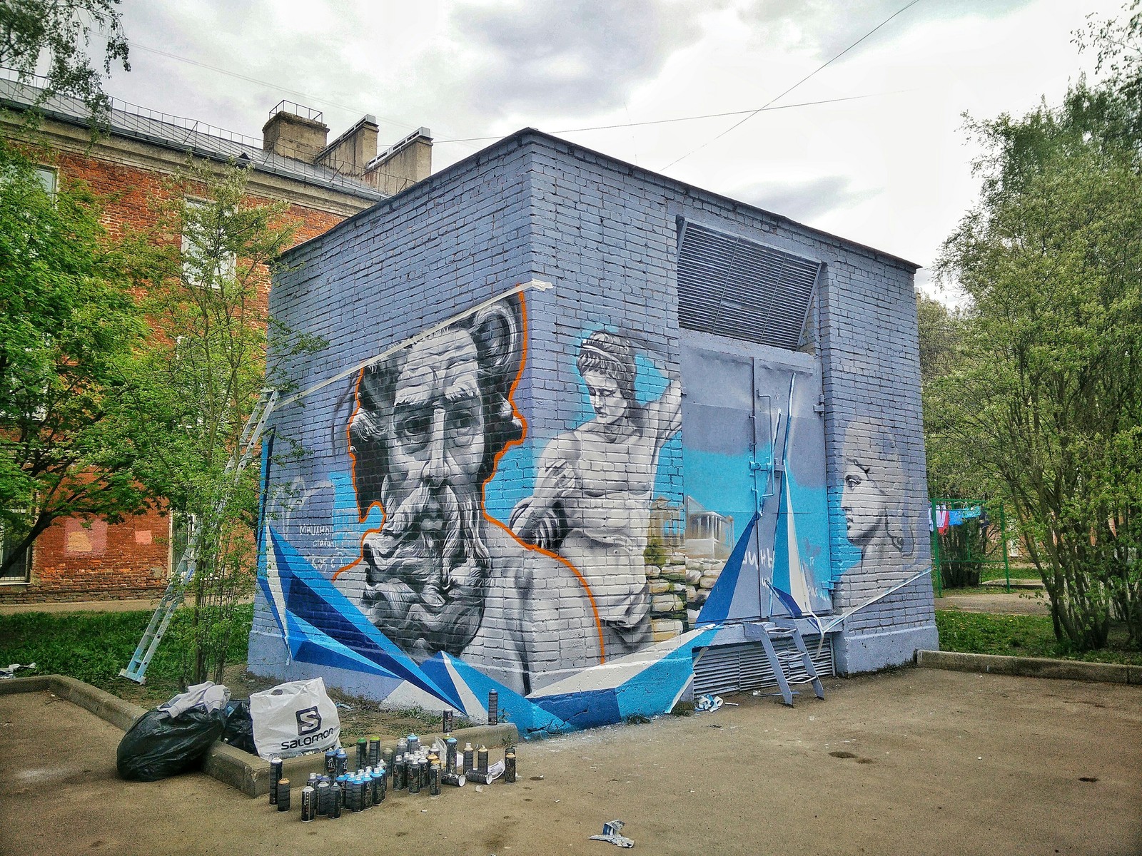 TP painting: Greek theme - My, Graffiti, Street art, Painting, Kronstadt, Saint Petersburg, Transformer booth, Mural, Longpost