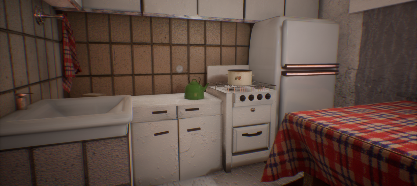 USSR style kitchen - My, Unreal Engine 4, the USSR, Kitchen, 3D, Blender, Lamp character, 3D modeling, Render, Longpost