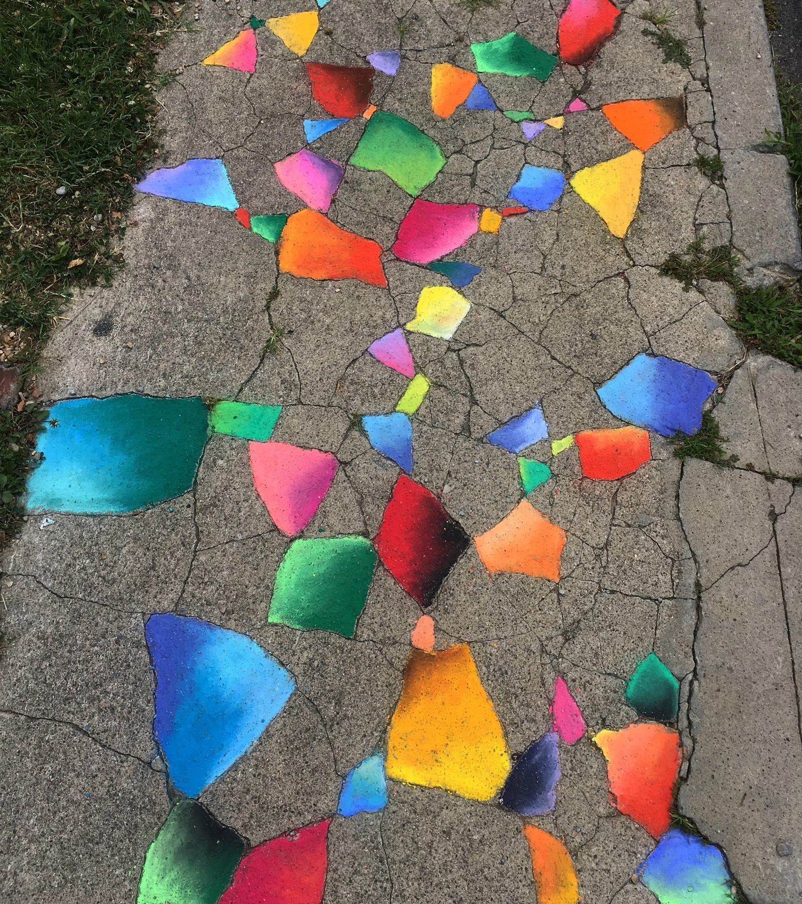 Stained glass. - Stained glass, Sidewalk, Crack, Street art, Color, The photo