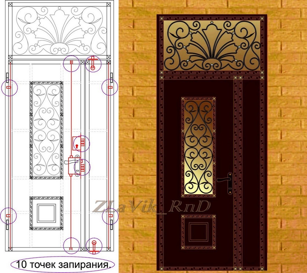 My rendering. Balcony railing, balcony awning, front door, gate. - My, Forging, Art, Fencing, Shed, , Balcony, Longpost