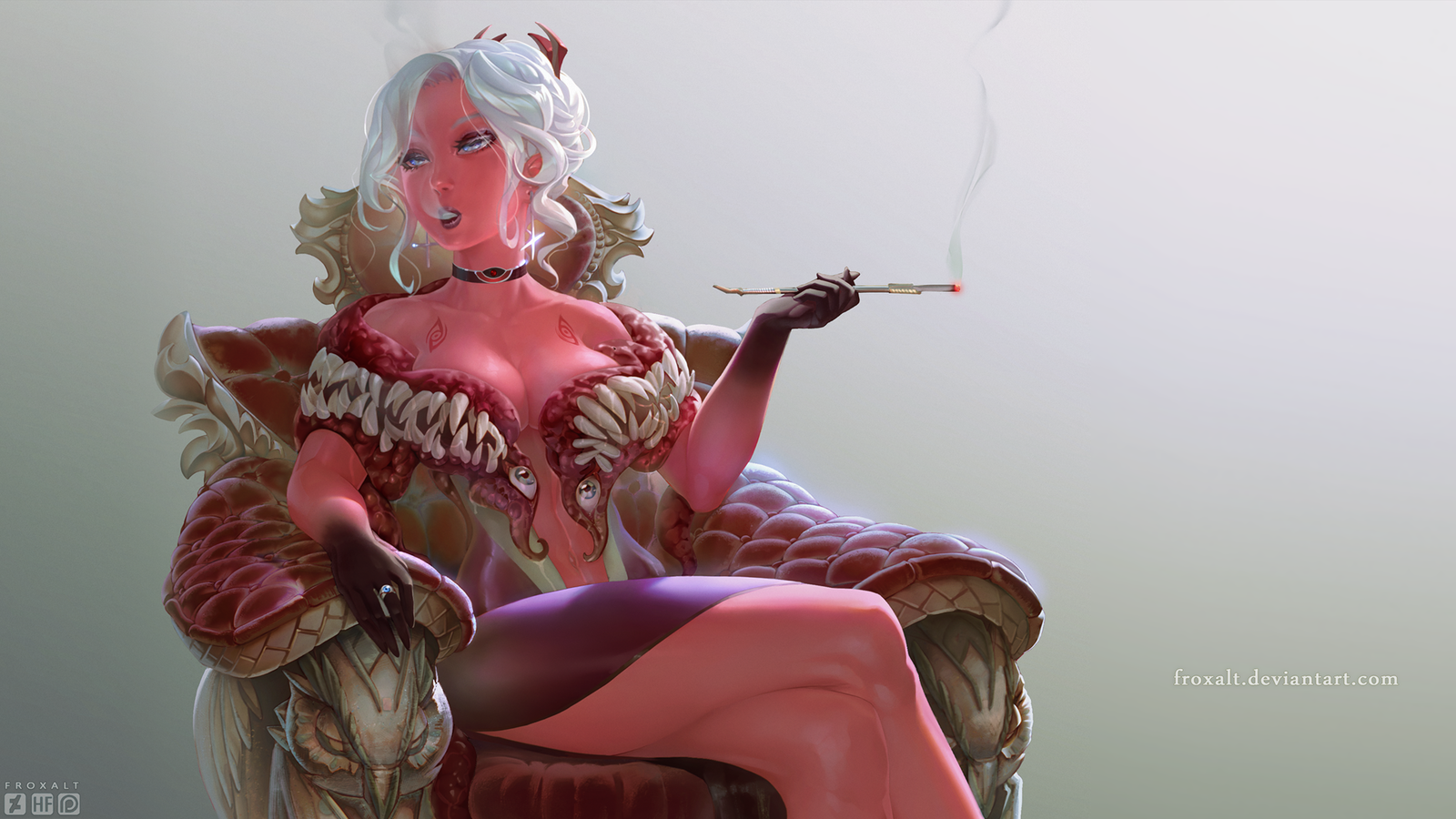 Demonic mistress Cadence (wallpaper) - My, Erotic, Anime art, Etty, Fullhd