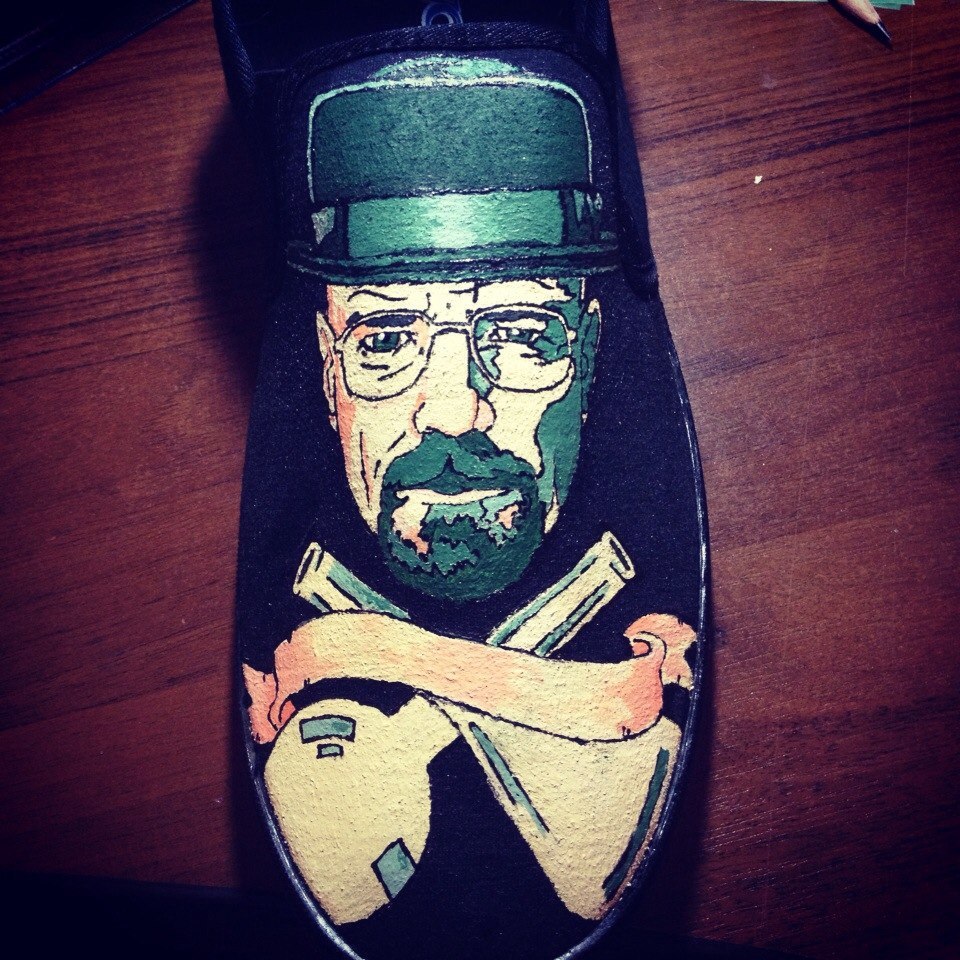 Master class on painting shoes. - My, Shoe painting, Painting on fabric, Breaking Bad, Handmade, Needlework with process, Master Class, With your own hands, Longpost