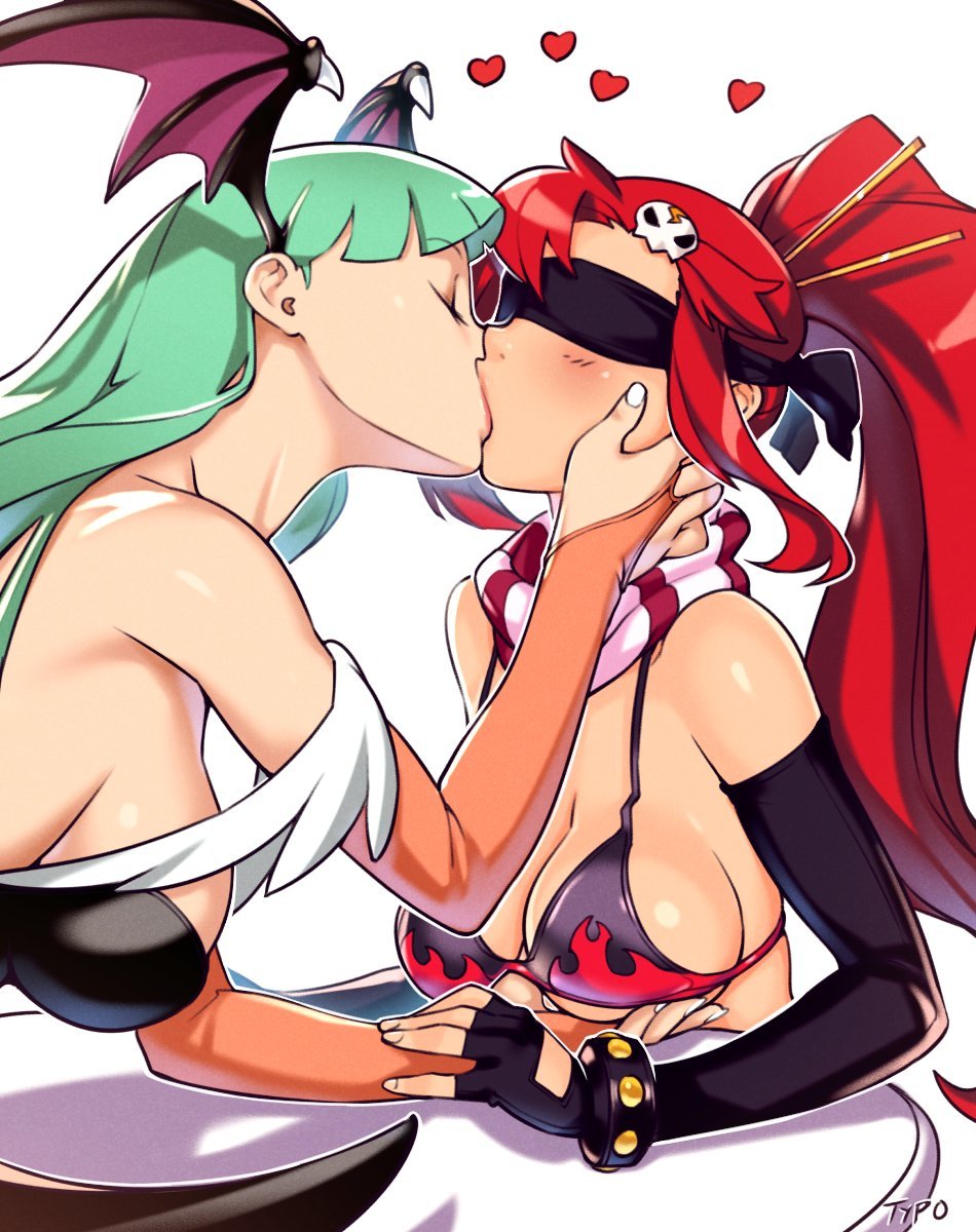 Morrigan Aensland & Yoko Littner - NSFW, Morrigan Aensland, Yoko Littner, Optionaltypo, Gurren lagann, Crossover, Darkstalkers, Anime art