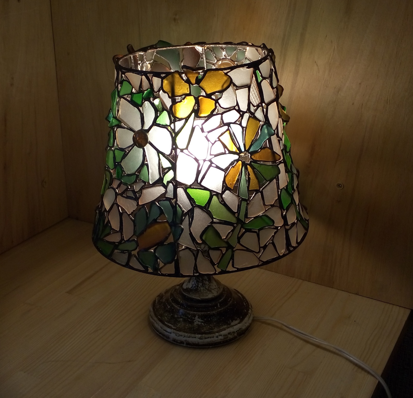 Sea glass stained glass windows - what they can be - My, Stained glass, Needlework without process, Rukozhop, Mosaic, Lamp, Handmade, , Craft, Longpost