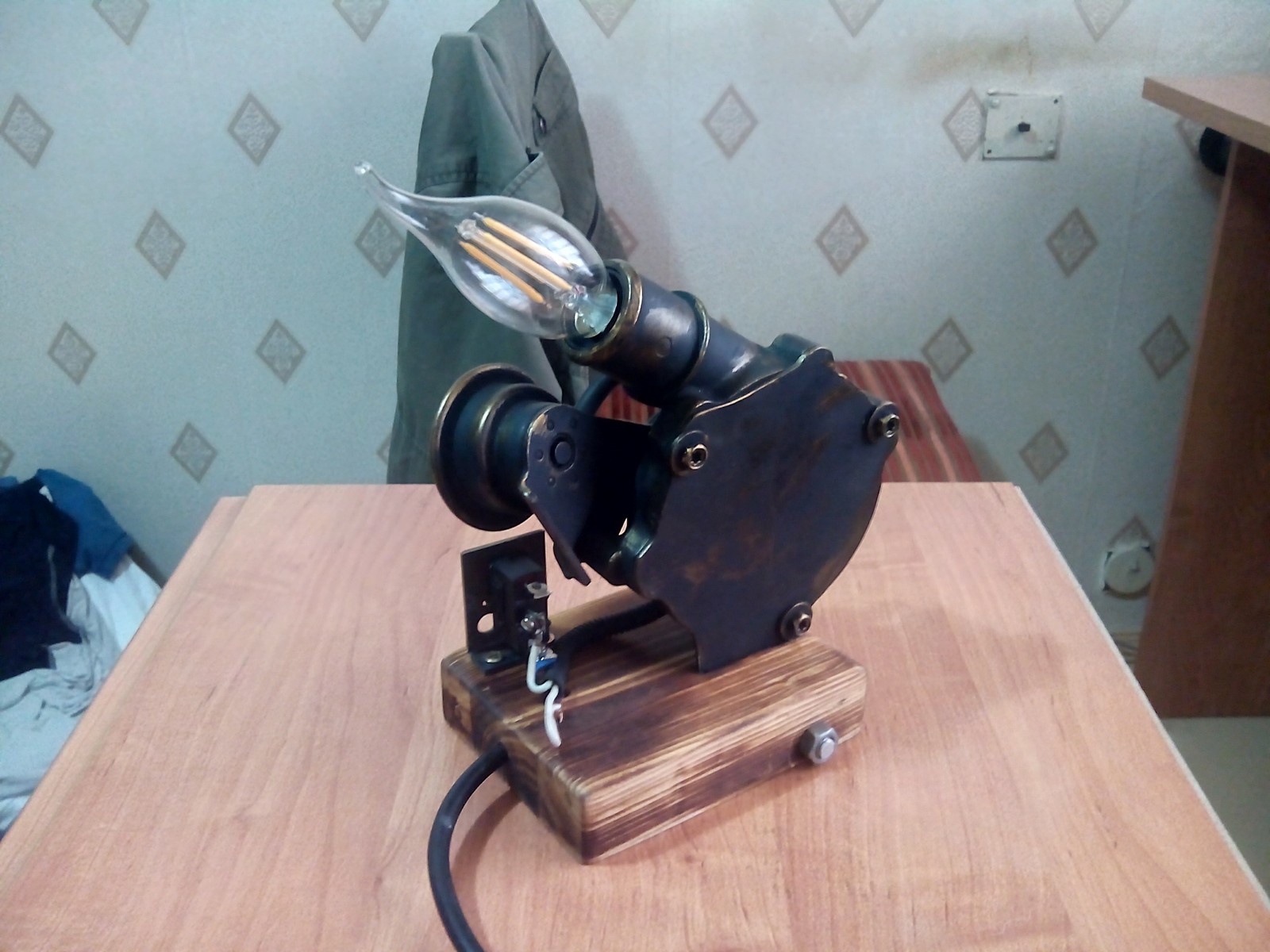 Turbine lamp - My, Handmade, With your own hands, Desk lamp, Steampunk