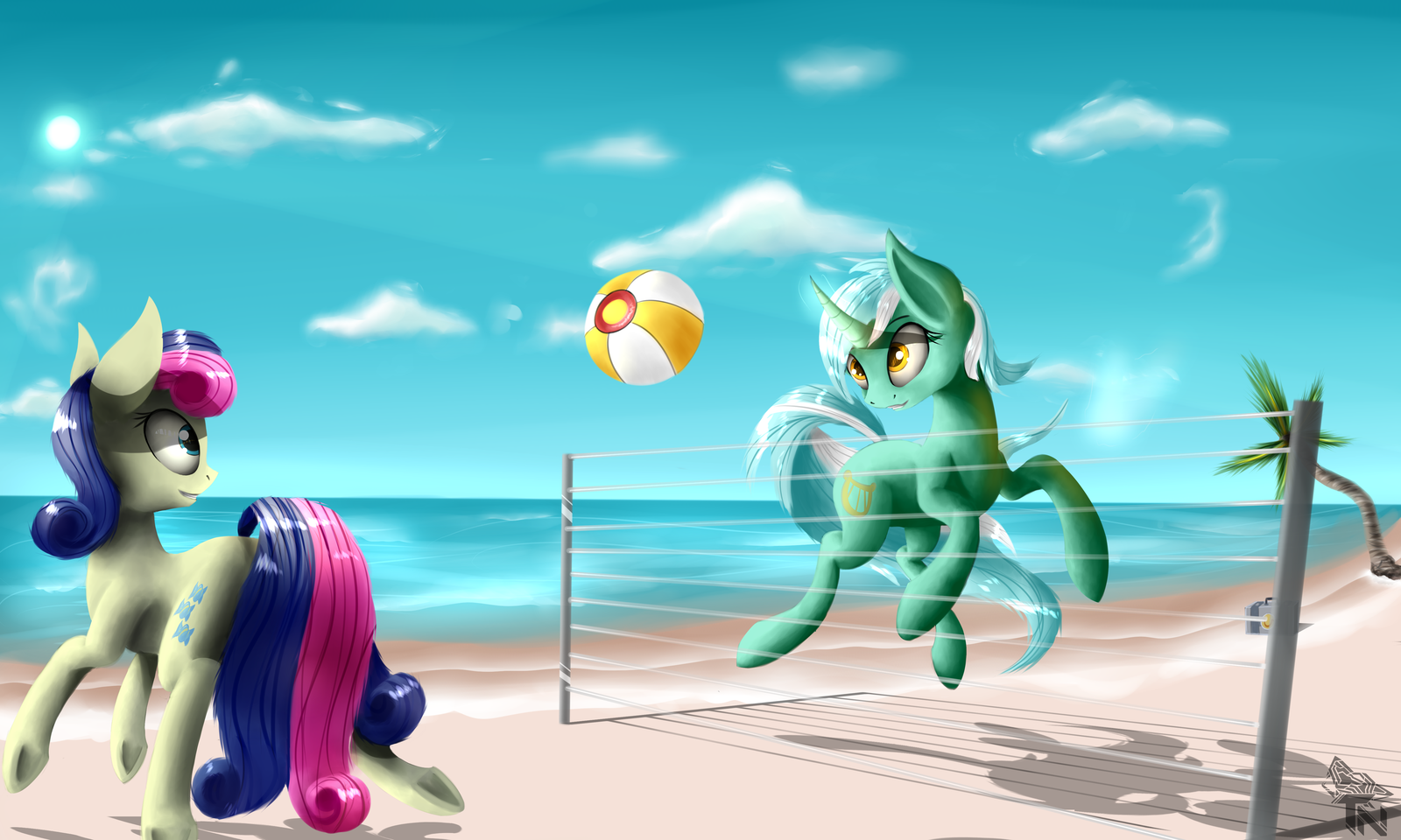 Twin Beach - PonyArt, Bon Bon, Lyra Heartstrings