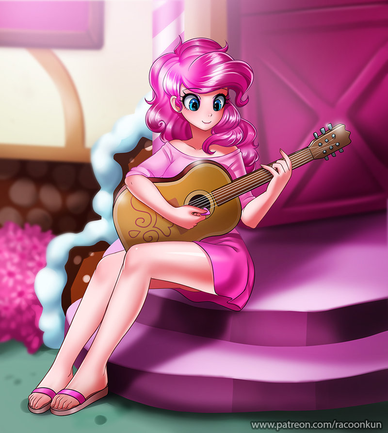 Guitar Lesson - My little pony, Pinkie pie, Racoonkun, Humanization, Art