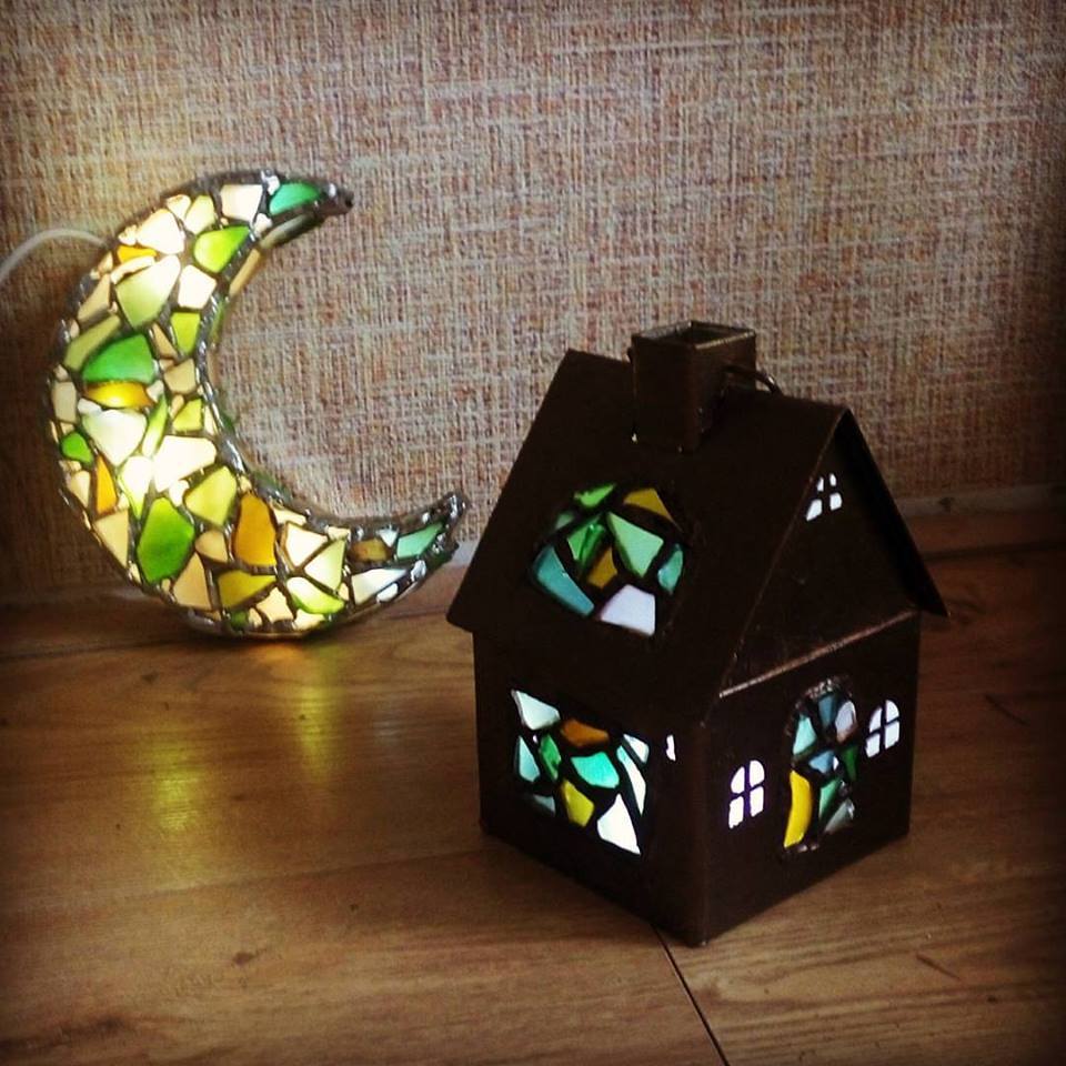 Stained-glass windows from sea glass - almost the finale)) - My, Needlework without process, Rukozhop, Stained glass, Lamp, Workshop, Tools, Craft, Handmade, Longpost