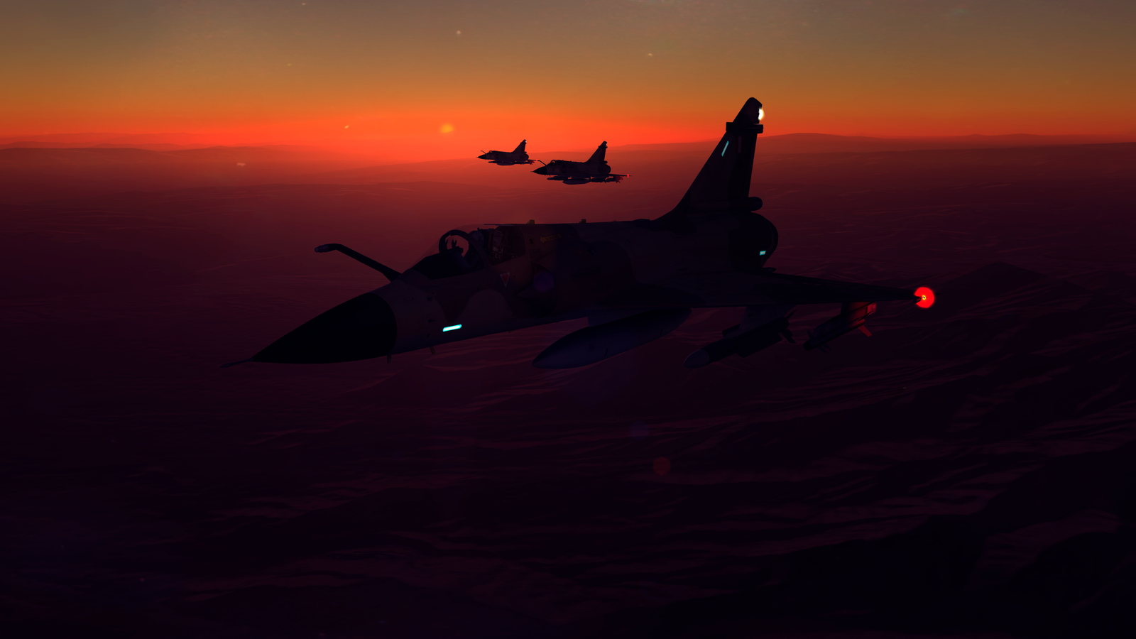Link Mirage 2000C over Nevada. - My, Dcs, , Sunset, The sun, Nevada, Flight simulator
