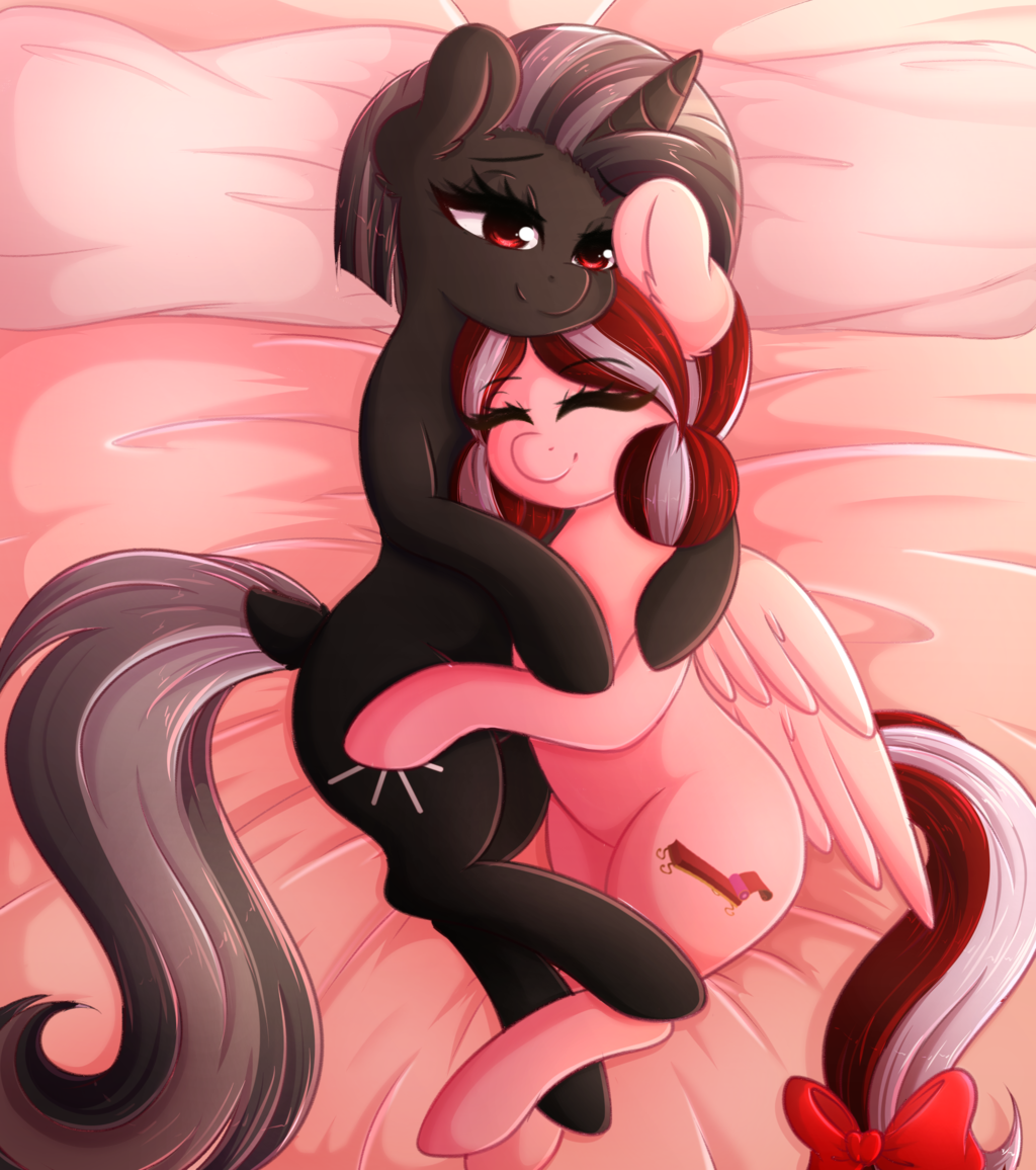 Morning Snuggles - My Little Pony, PonyArt, Original Character, Шиппинг, MLP Lesbian, Shurelya, Cherry Blossom