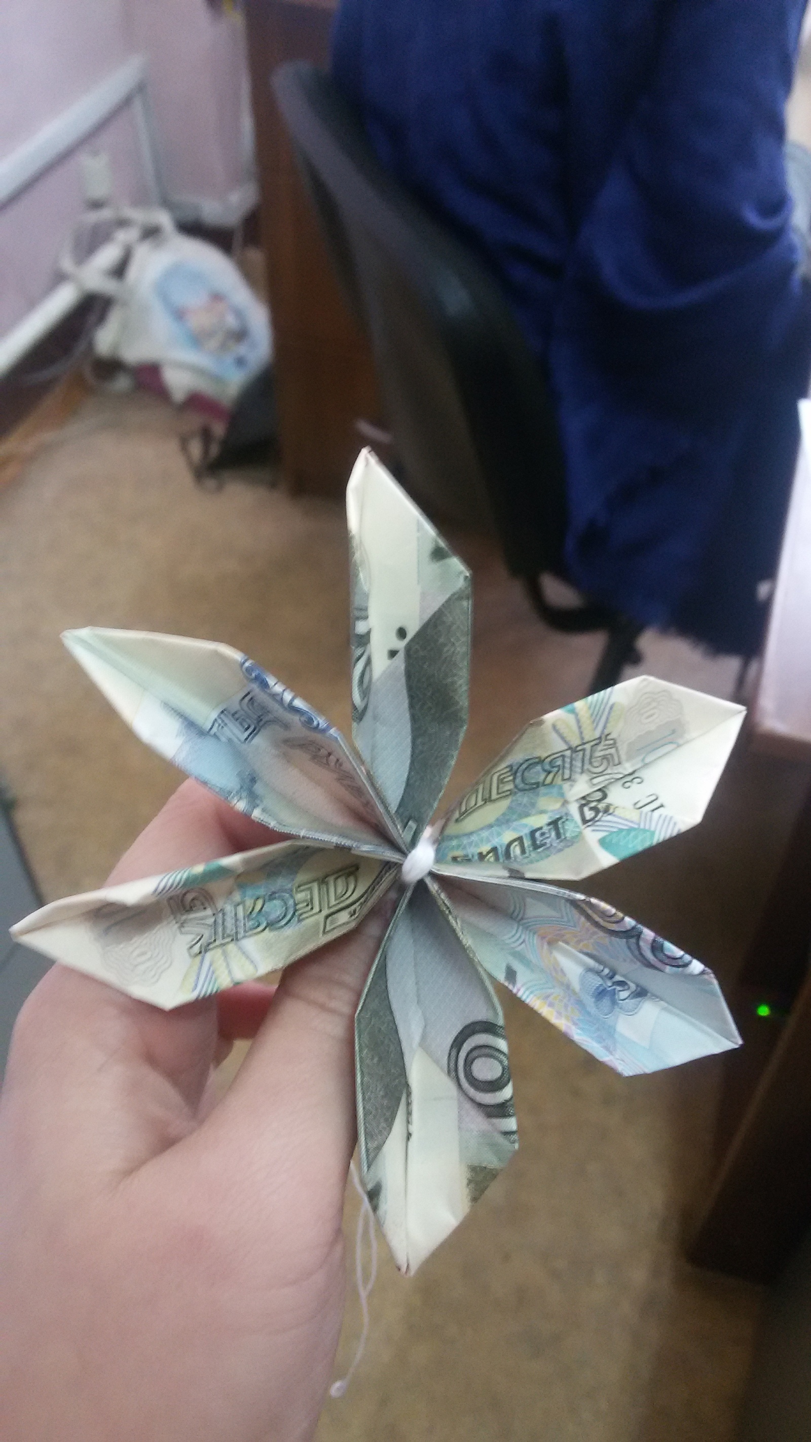 Money origami - flower - Origami, Money, Presents, Flowers, Longpost