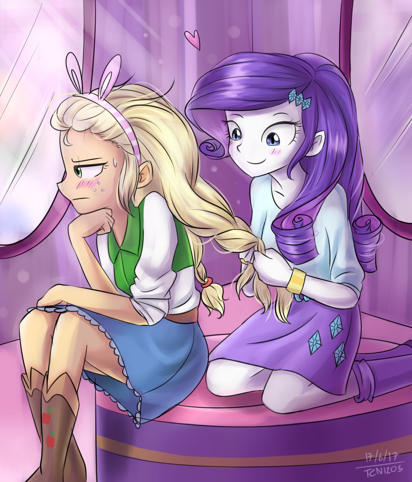 Косички - My Little Pony, Applejack, Rarity, Шиппинг, MLP Lesbian, Equestria Girls