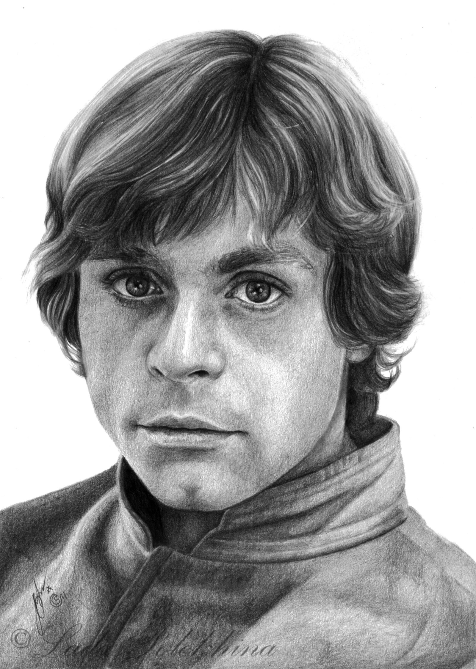 A portrait with a simple pencil. - My, My, Drawing, Portrait, Luke Skywalker, Mark Hamill, Star Wars, Jedi, Graphics