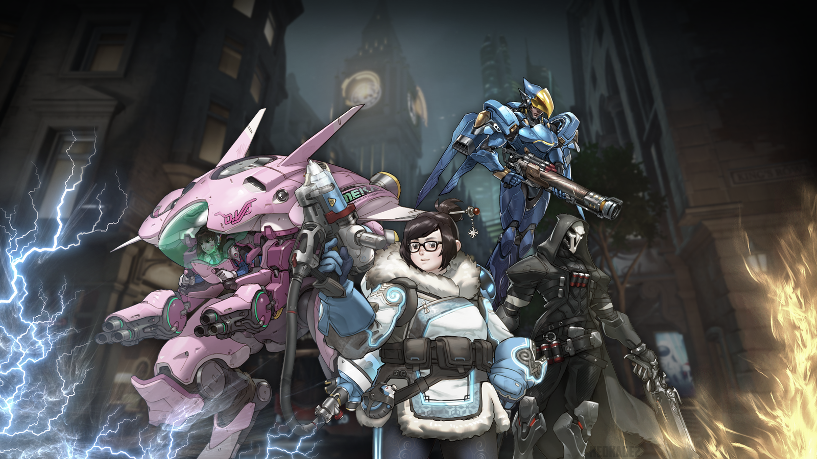 Wallpaper Overwatch - Overwatch, Dva, Mei, Reaper, Desktop wallpaper, Pharah