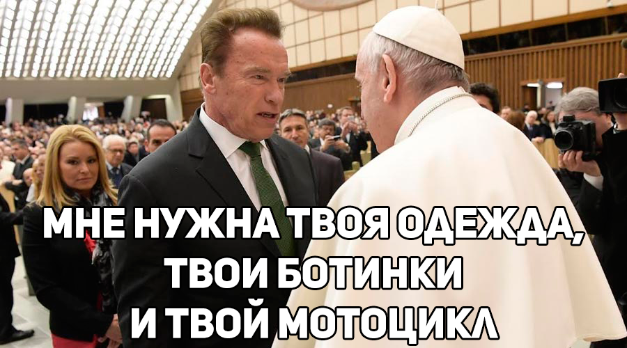 Meeting of Schwarzenegger and the Pope - Arnold Schwarzenegger, Pope