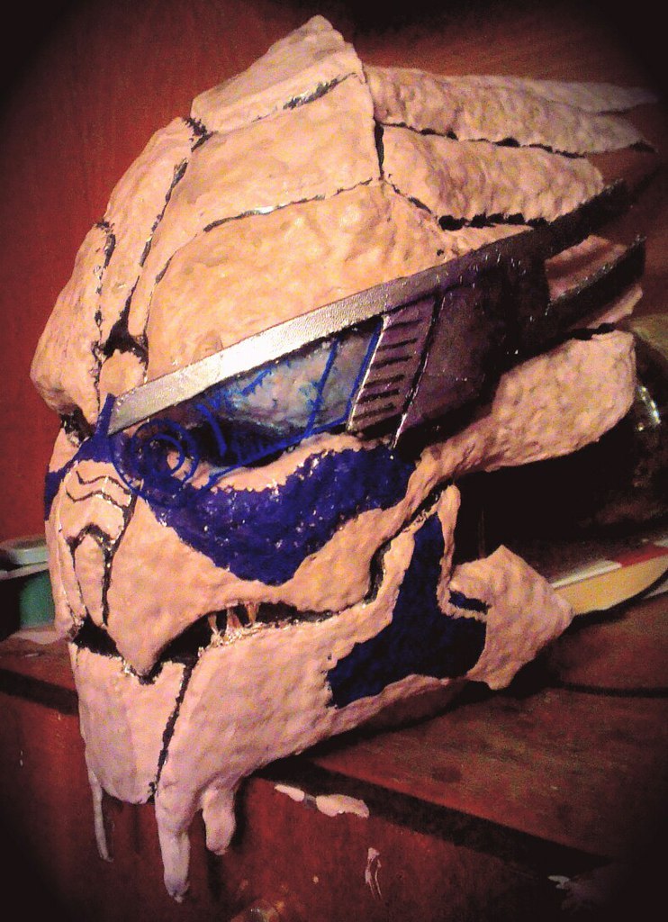 Garrus Vakarian Mask made of paper, not a lot of plastic and paint x) - My, Mass effect, Handmade, Longpost