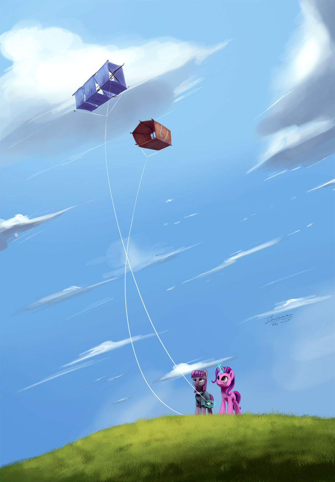 Kites - My little pony, PonyArt, Starlight Glimmer, Maud pie