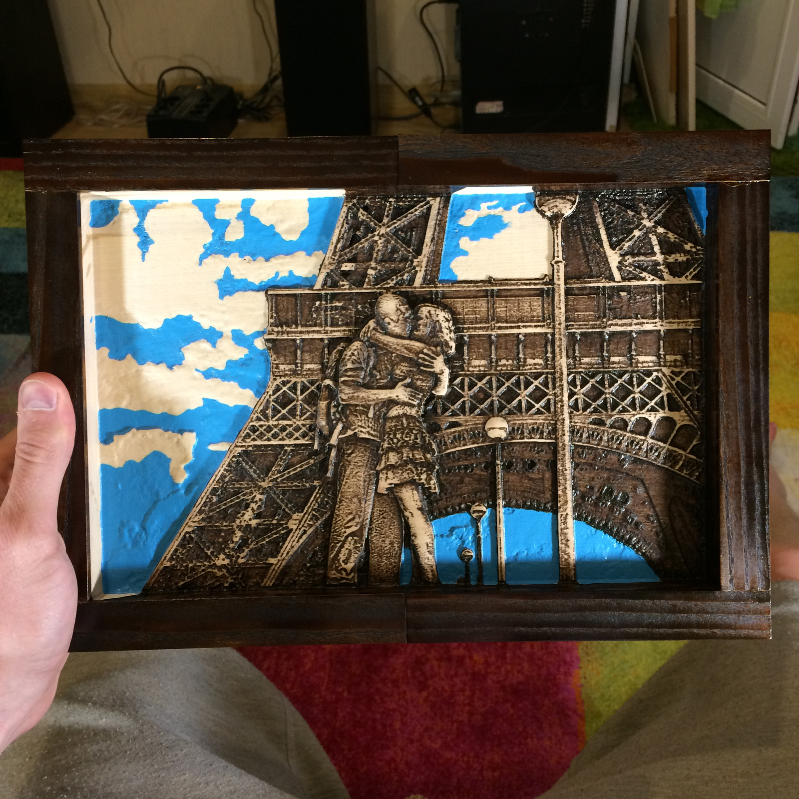 How I cut a picture for my sister - My, The Gift of Hands, , Paris, Eiffel Tower, Wood products, Needlework with process, Handmade, Video, Longpost