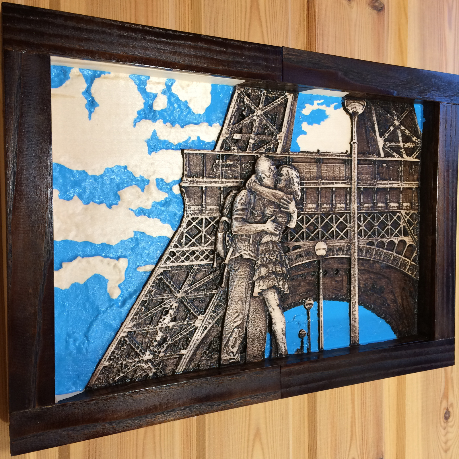 How I cut a picture for my sister - My, The Gift of Hands, , Paris, Eiffel Tower, Wood products, Needlework with process, Handmade, Video, Longpost