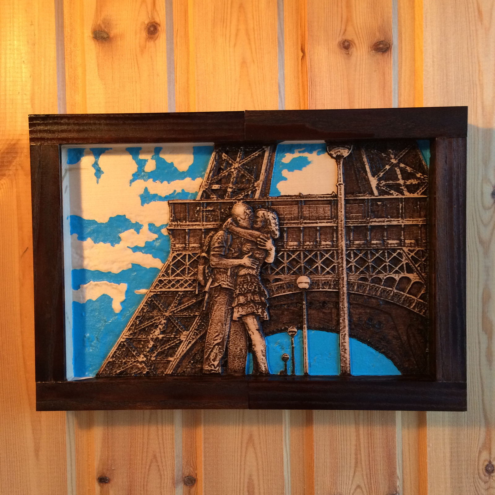 How I cut a picture for my sister - My, The Gift of Hands, , Paris, Eiffel Tower, Wood products, Needlework with process, Handmade, Video, Longpost