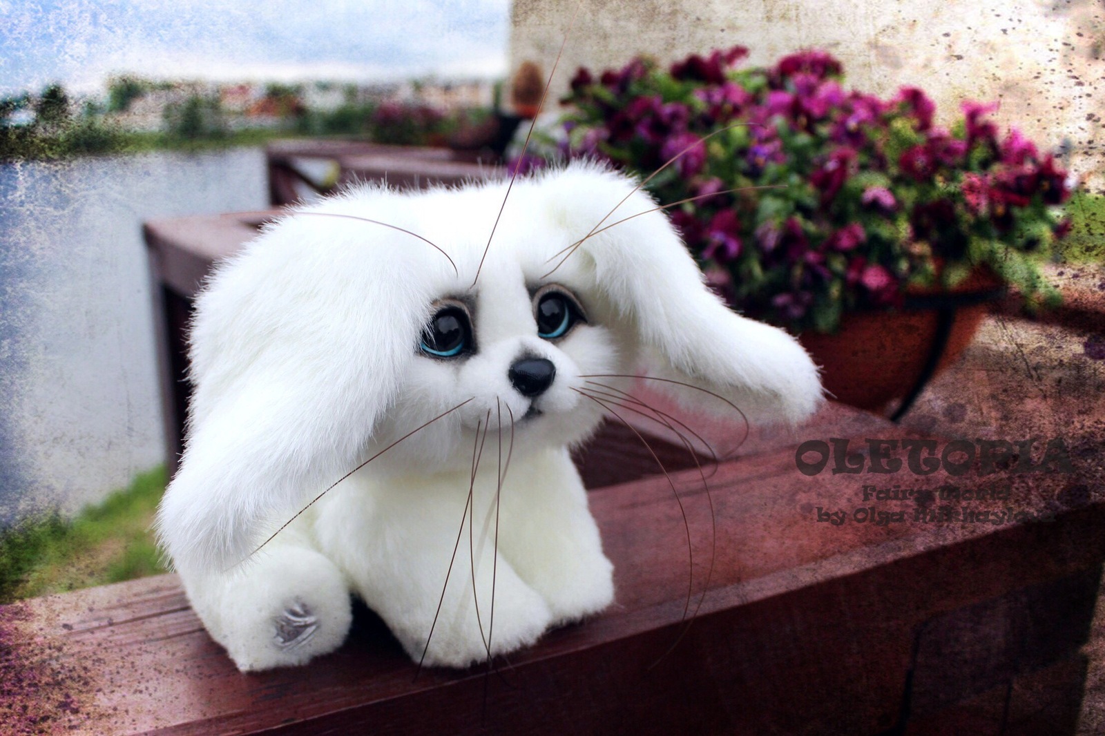 Blue-eyed white Fen - My, Fenech, Oletopia, Handmade, My, Creation, Artificial fur, Needlework without process, Longpost