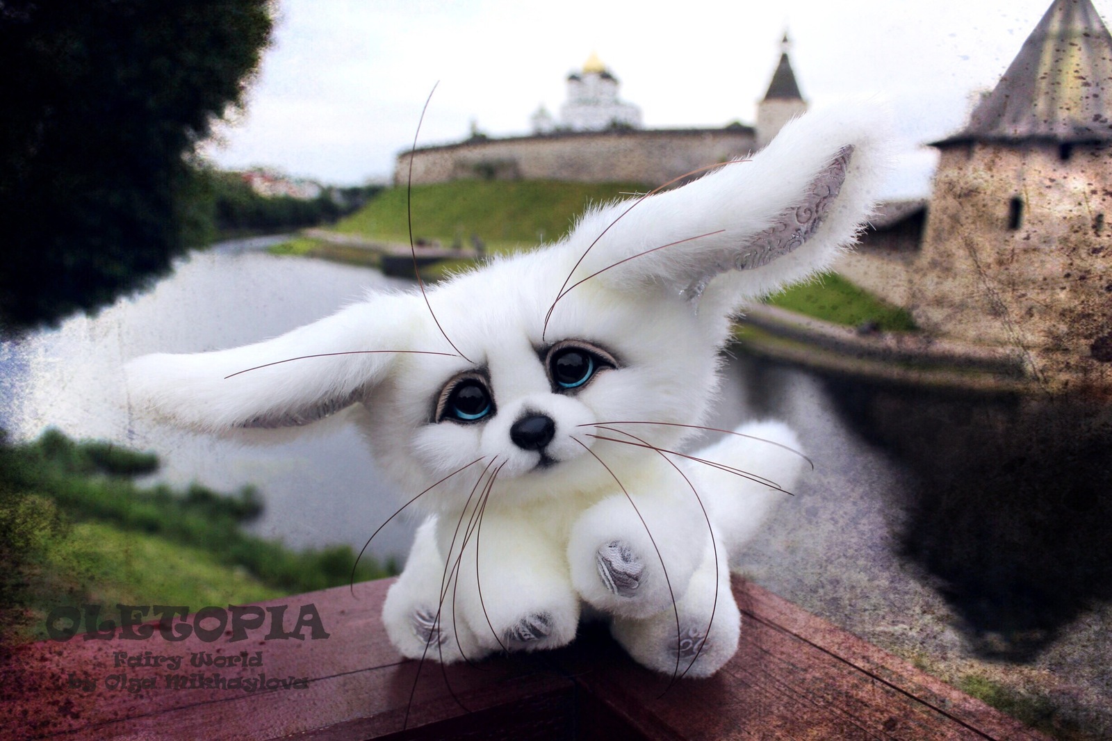 Blue-eyed white Fen - My, Fenech, Oletopia, Handmade, My, Creation, Artificial fur, Needlework without process, Longpost