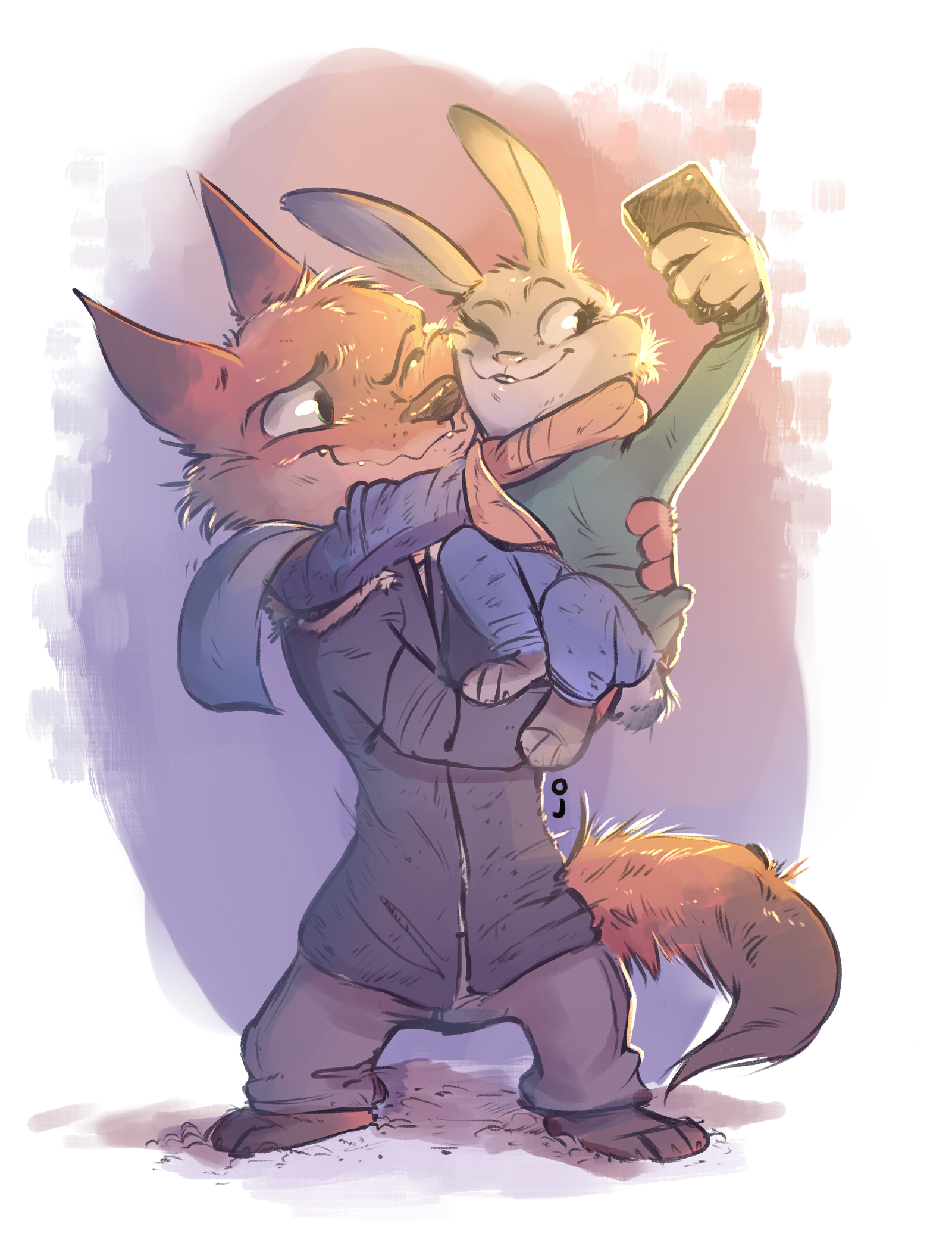 Let's take a picture? - Zootopia, Art, Nick and Judy, Winter