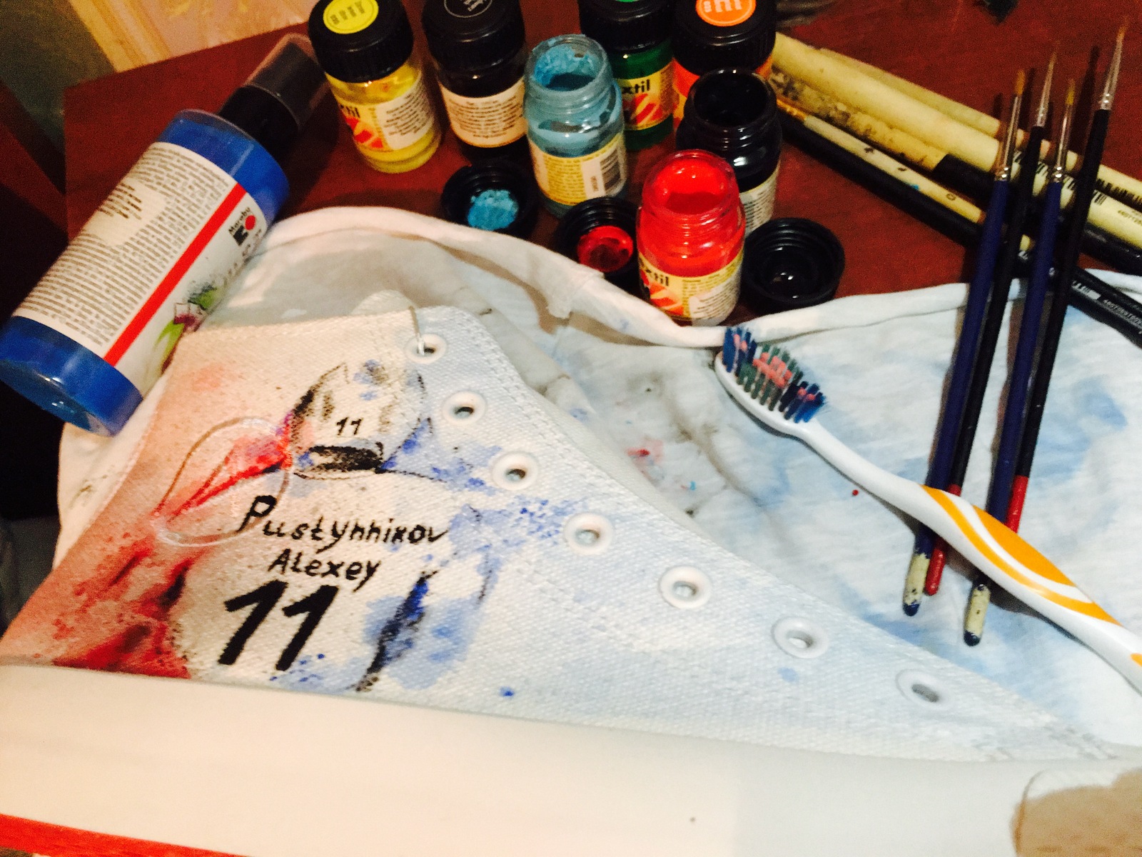 And a brush and everything you need at hand))) - My, , Shoe painting