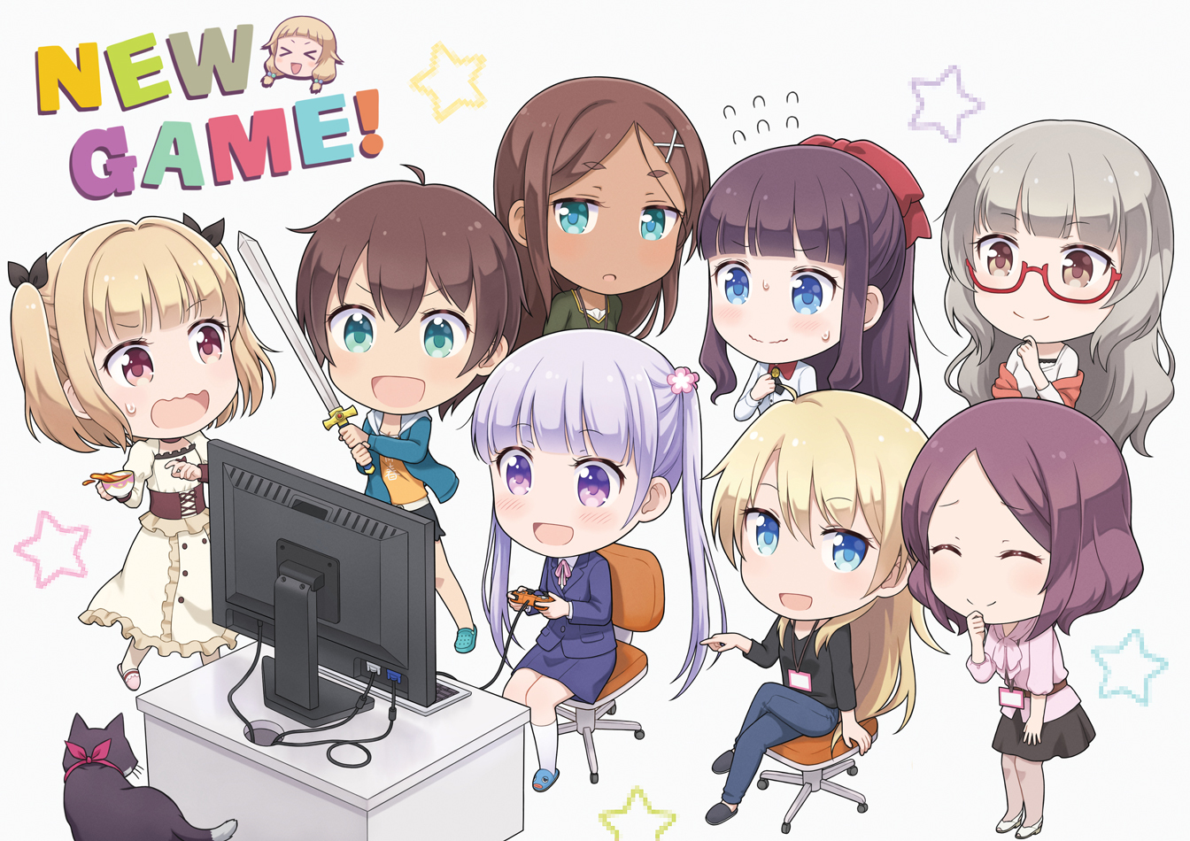 Второй сезон вышел... - Аниме, Anime Art, New game!, Аоба Сузуказэ, Ко Ягами, All stars