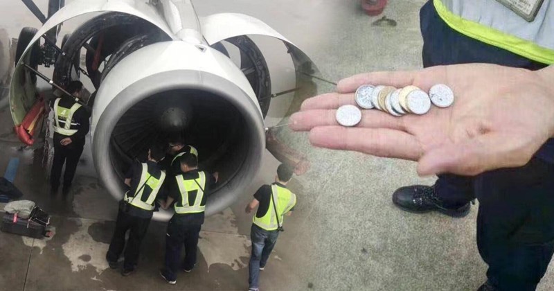 Elderly Chinese woman throws coins into airplane engine for luck - Airplane, Coin, The photo, Elderly, Kinula, , , Longpost