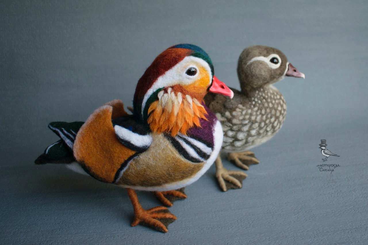 Royal wool ducks - My, Dry felting, Felting, Handmade, My, Sculpture, Wool, Creation, Longpost