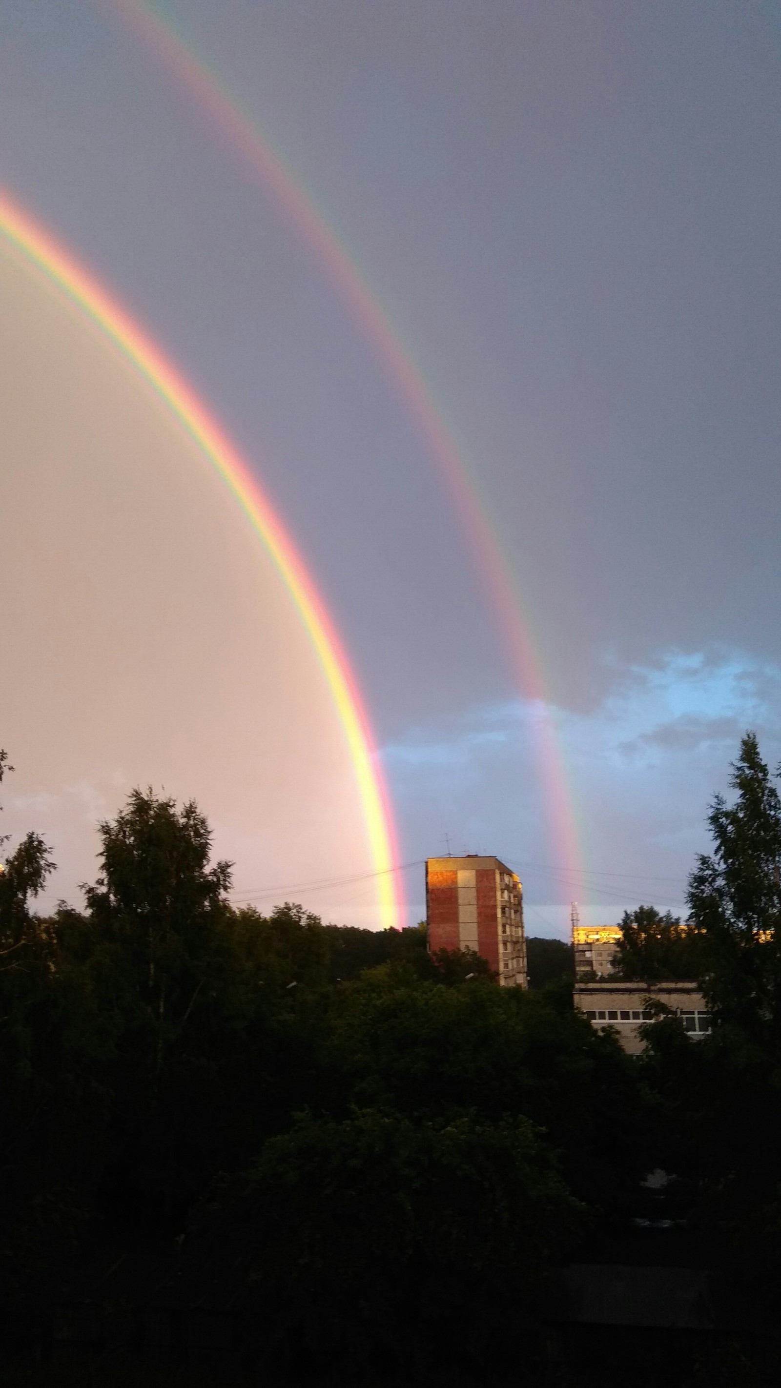 У природы нет плохой погоды - Моё, Природа, После дождя, Фотография, Двойная Радуга, Контраст