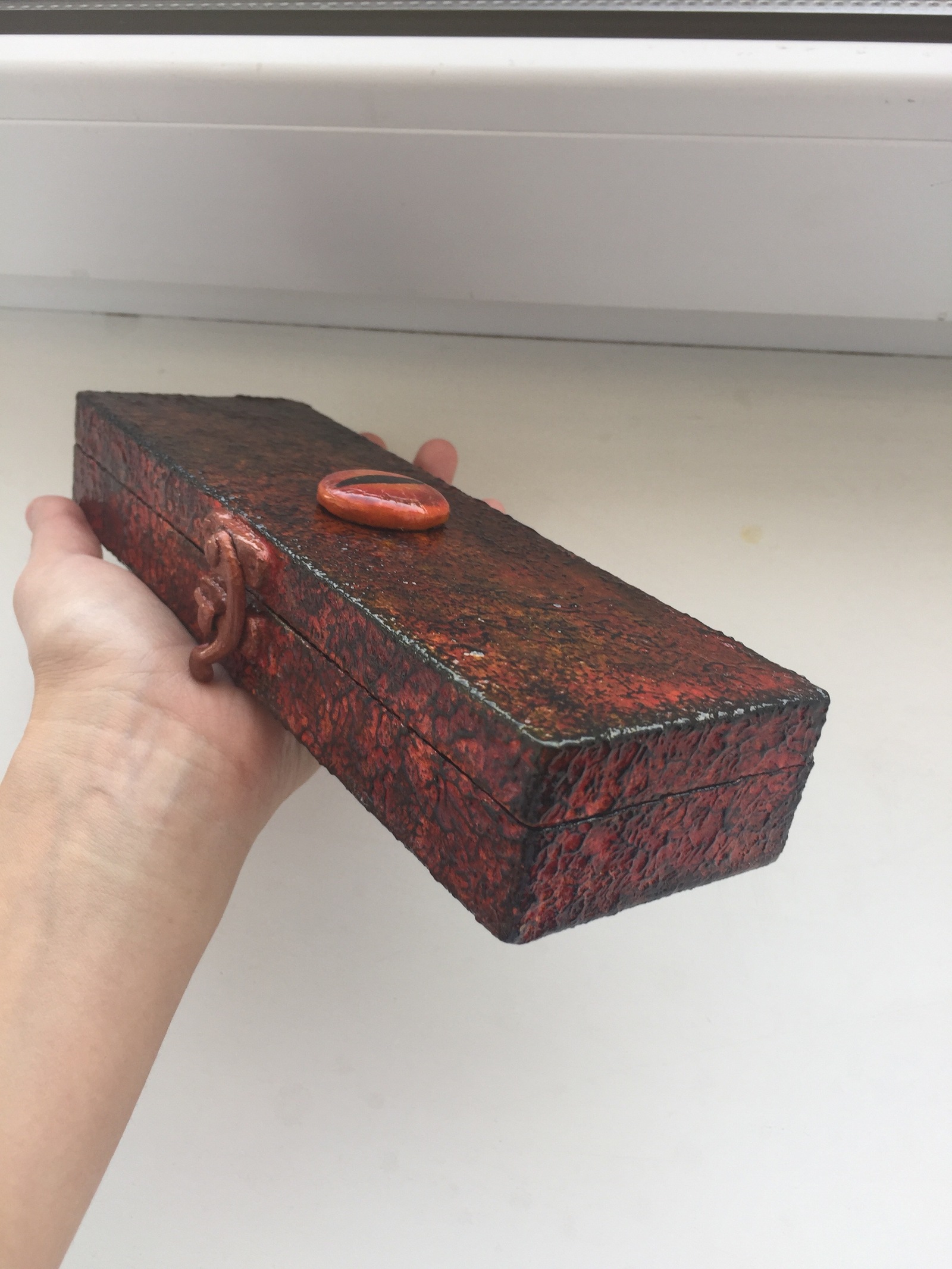 Box for brushes Sauron. - My, Casket, Sauron, Lava, Tolkien, Longpost