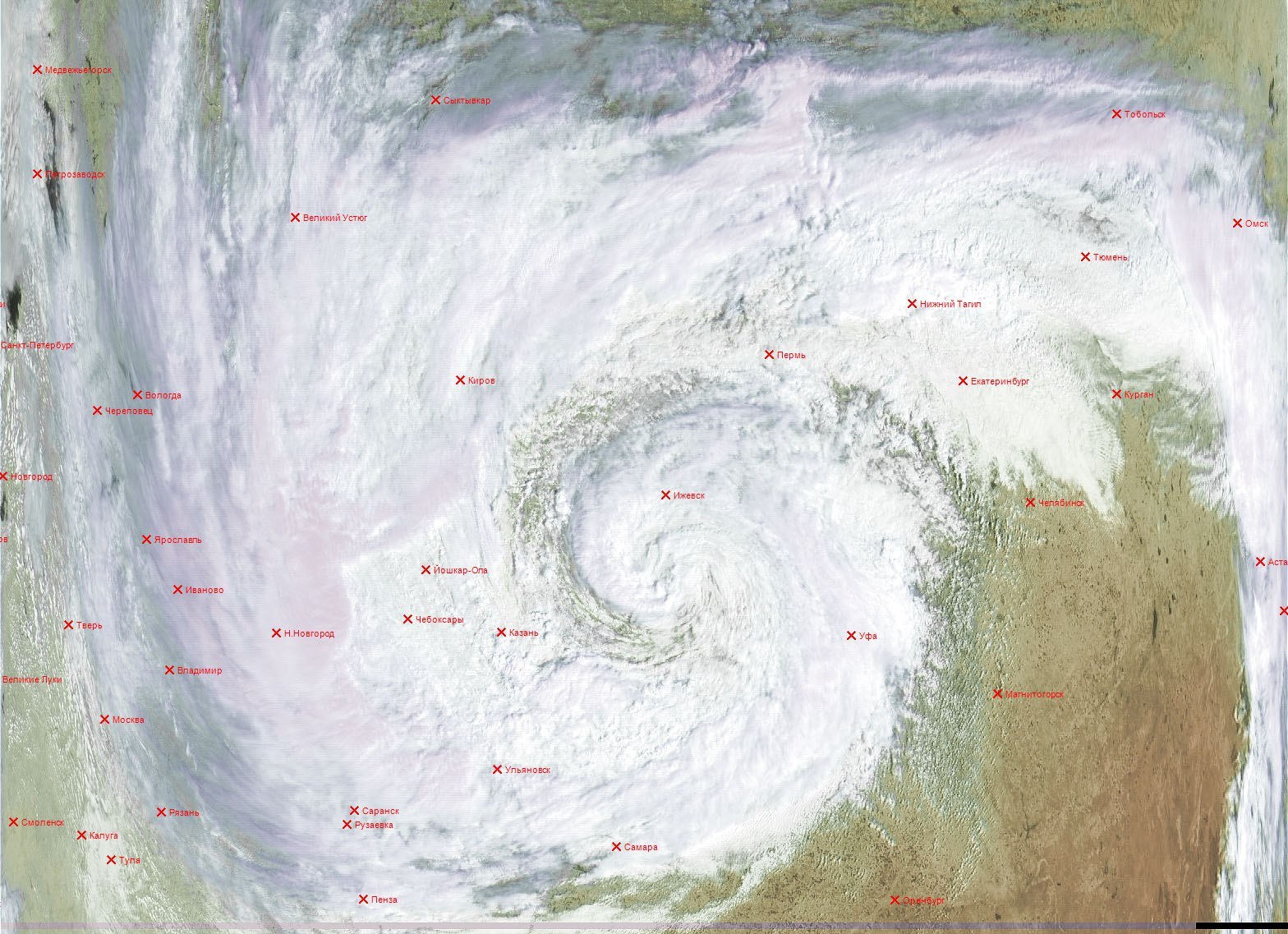 Tatarstan spun - Kazan, Tatarstan, Satellite, Cyclone, The photo