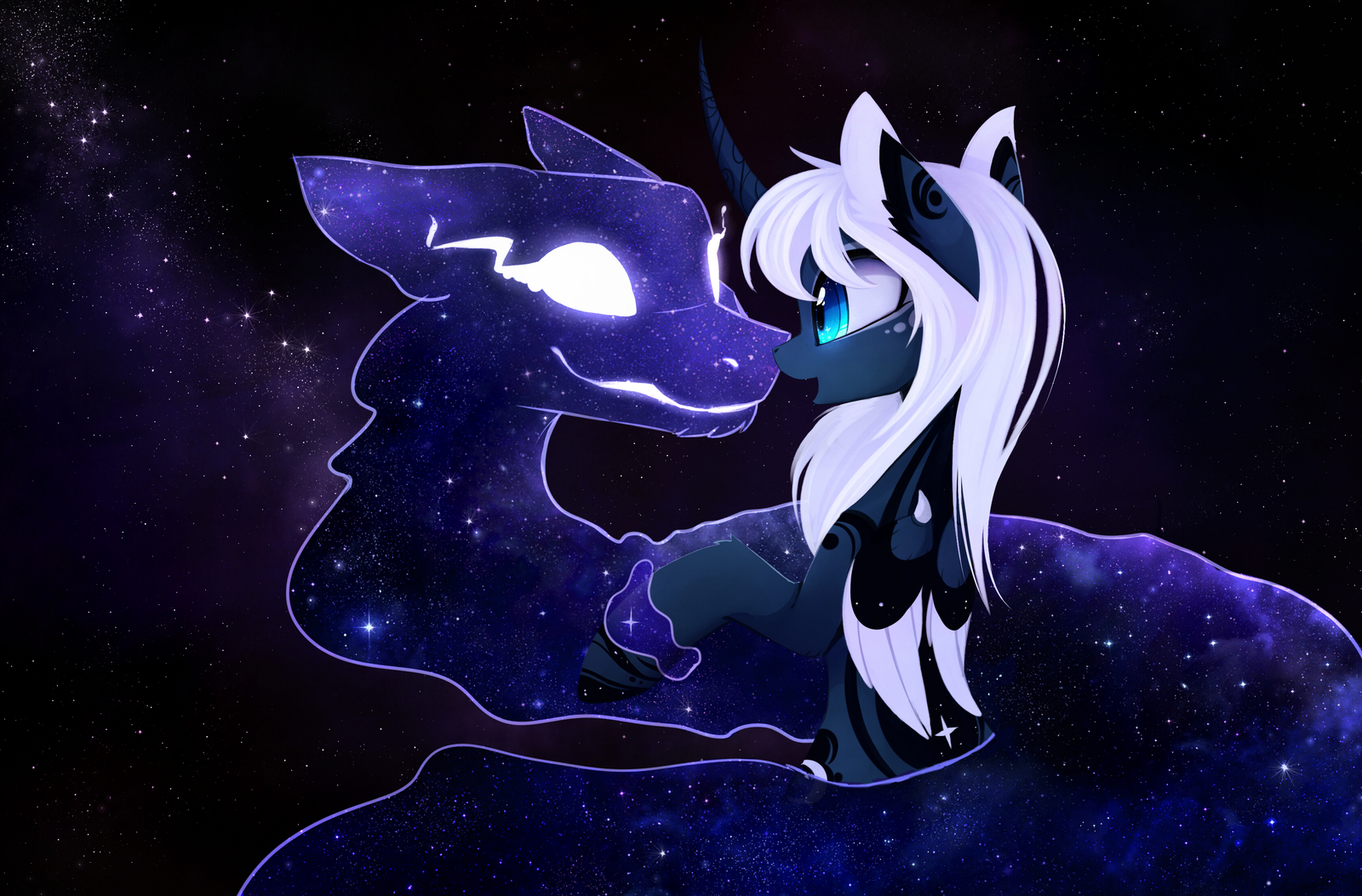 Eternal Dream AU - My little pony, PonyArt, Princess luna, Zefiroth, Original character, Magnaluna