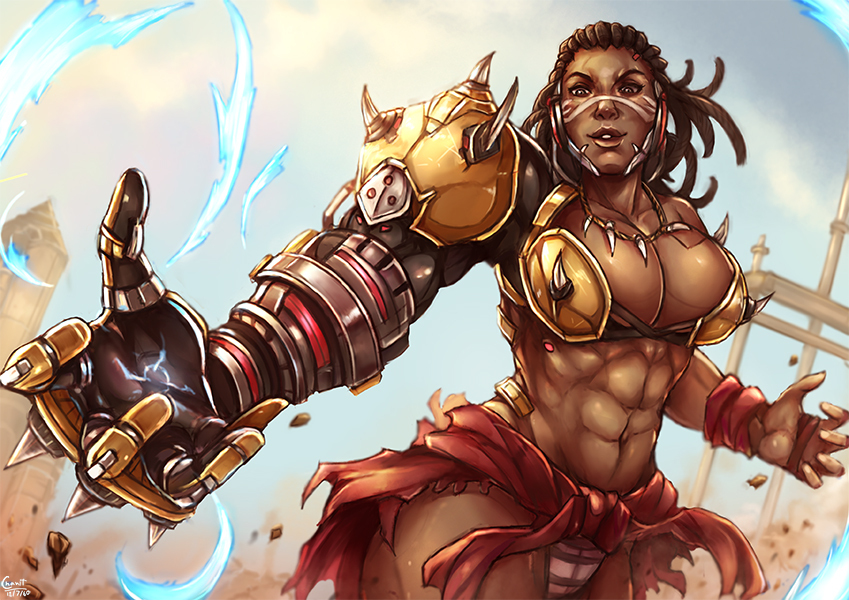 Genderbend Doomfist - Kachima, Art, Rule 63, Doomfist, Overwatch, Strong girl