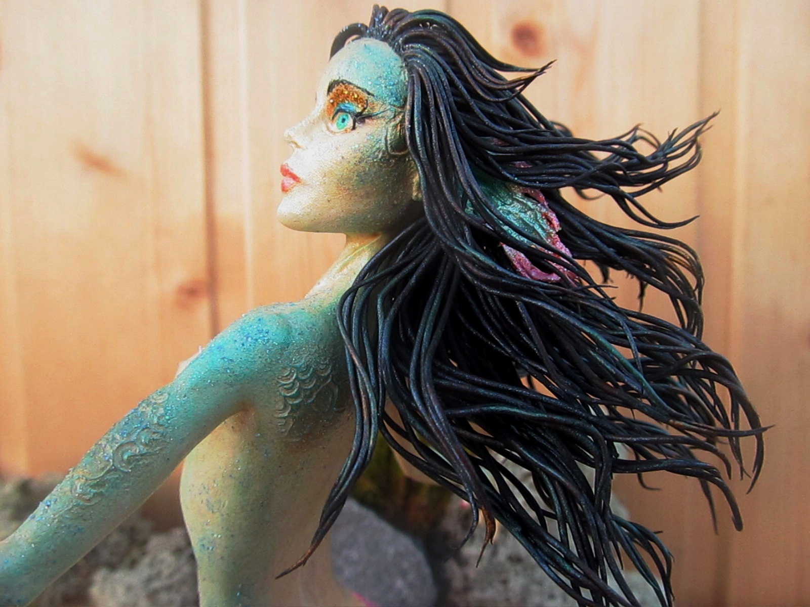 Mermaid with goldfish - My, Mermaid, the little Mermaid, Gold fish, Needlework without process, Polymer clay, Longpost