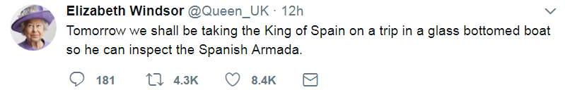 The King of Spain is visiting England. - Twitter, Humor, Fake accounts