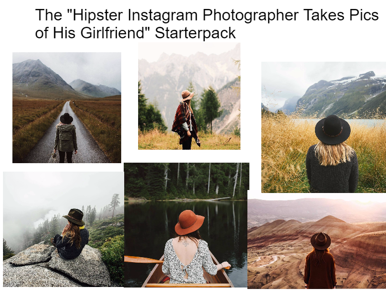 Starter pack for a hipster photographer who shoots his girlfriend for Instagram - Hipster, The photo, Reddit