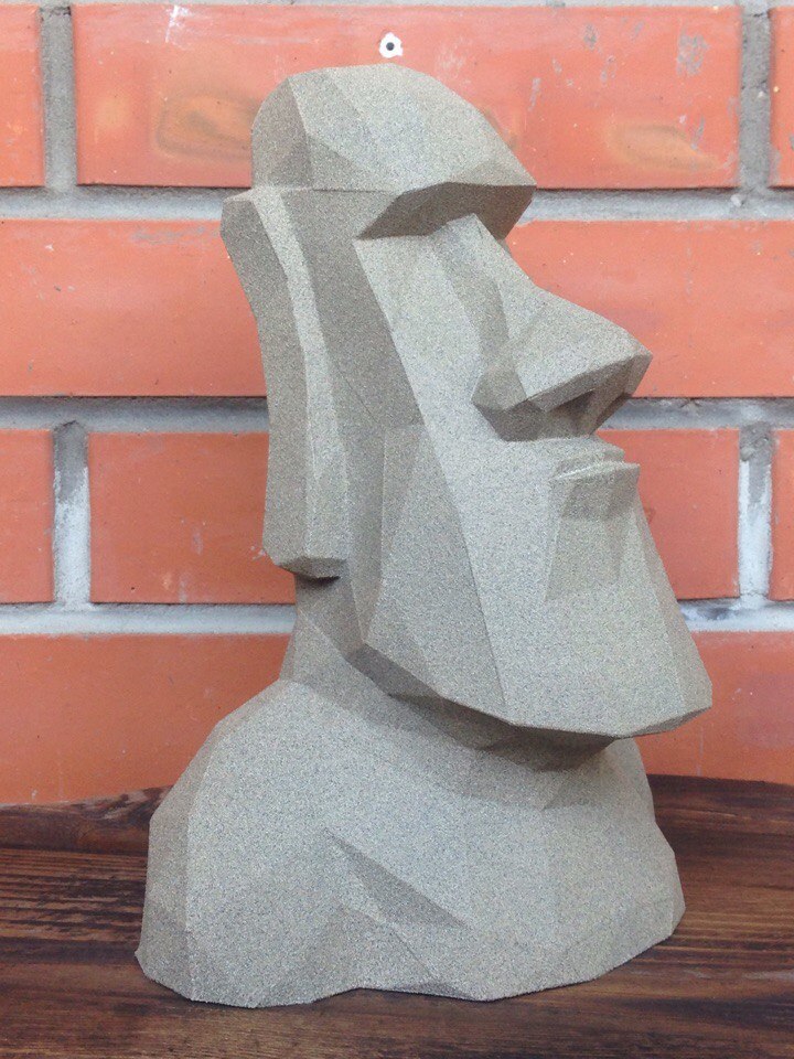 Stone statue from Easter Island - My, Papercraft, Pepakura, Low poly, Paper, Paper products, Paper modeling, Longpost