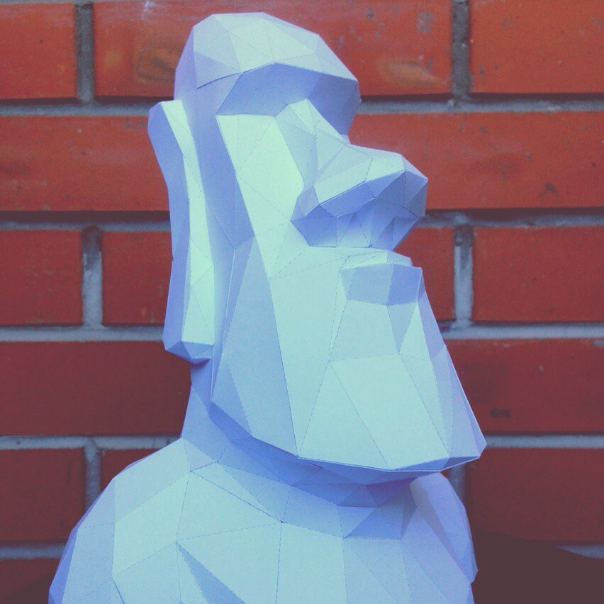 Stone statue from Easter Island - My, Papercraft, Pepakura, Low poly, Paper, Paper products, Paper modeling, Longpost