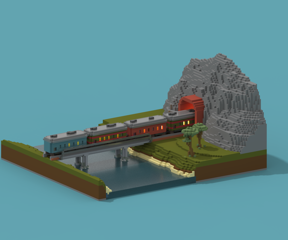 Last train to paradise... - My, Games, Pixel Art, Pixel, Magicavoxel, Gamedev, Voxelart, 3D, Longpost